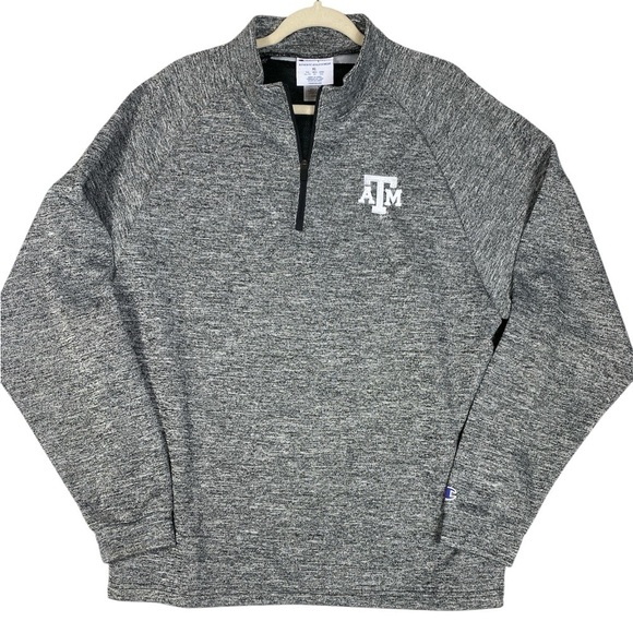 Champion quarter zip Texas A&M Aggie pullover heathered black XL football fan - Picture 1 of 9